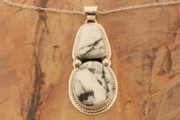 2 5/8" long Genuine White Buffalo Turquoise Native American Pendant